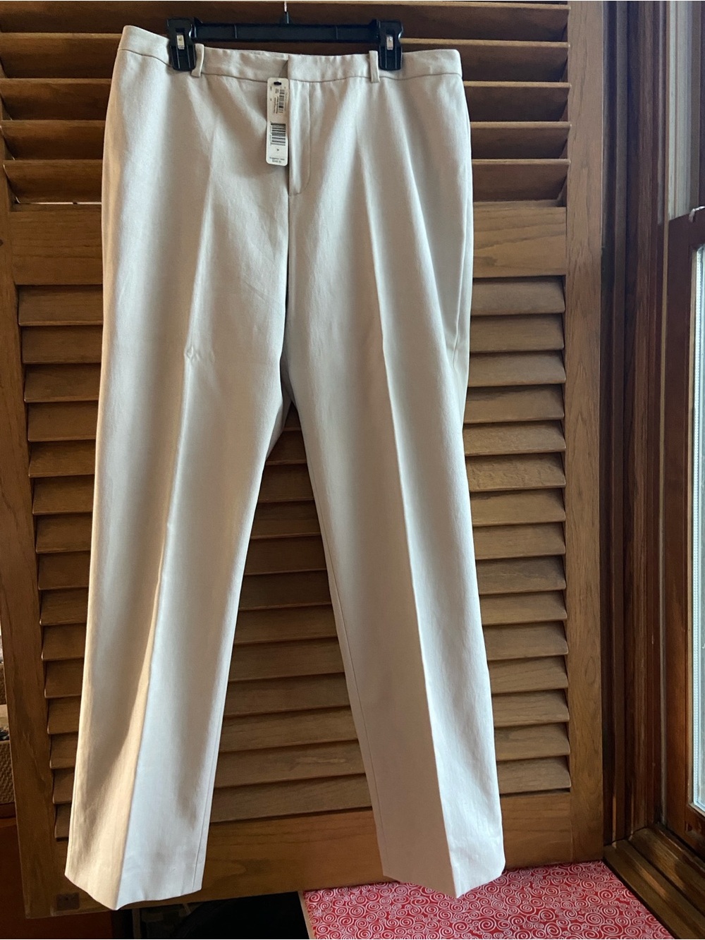 Linda Allard Ellen Tracy 14 Straight-Leg Women's Cotton Blend Cream Pants NWT